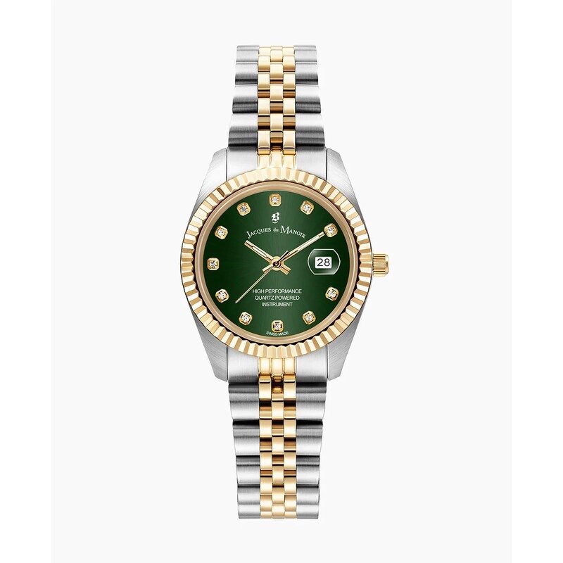 Montre Suisse Femme en Acier inoxydable, Vert, Argenté, Doré - Inspiration 31mm - JWL01206