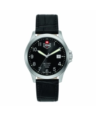 Montre Suisse Homme en Acier inoxydable, Cuir, Noir, Argenté - ALPHA I - JDM-WG001-01