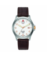 Reloj Suizo para Hombre en Acero, Piel, Blanco, Plata, Chocolate - ALPHA I - JDM-WG001-02