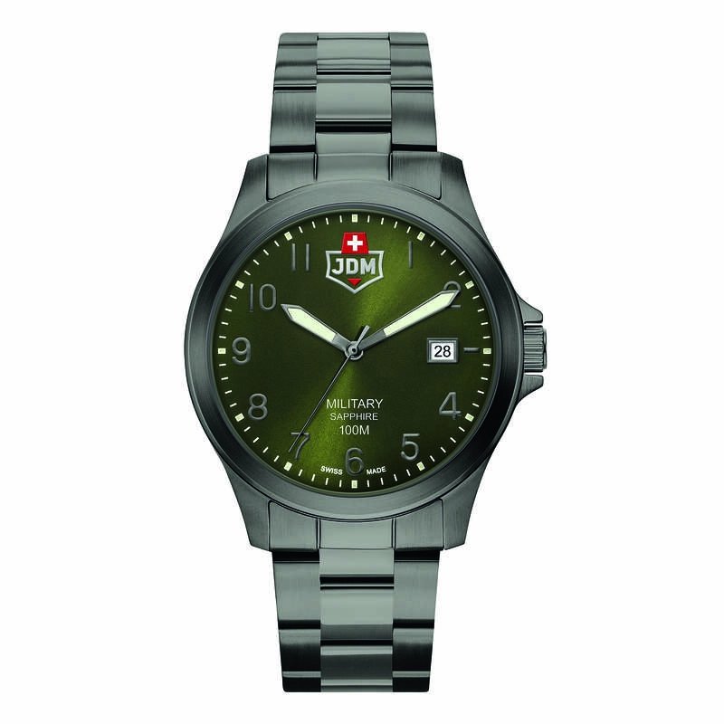 Swiss Men's Watch in Stainless Steel, Khaki, Gun - ALPHA I - JDM-WG001-08