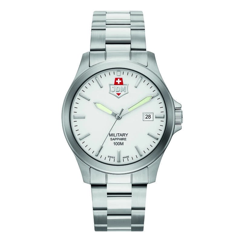 Montre Suisse Homme en Acier inoxydable, Blanc, Argenté - ALPHA II - JDM-WG005-01