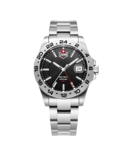 Montre Suisse Homme en Acier inoxydable, Noir, Argenté - DELTA 24 - JDM-WG018-02