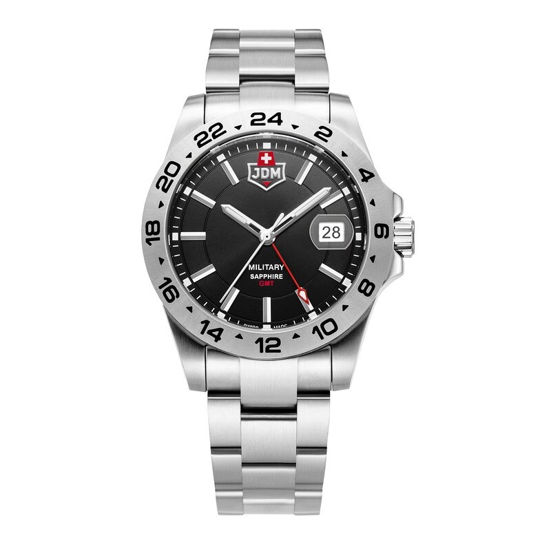 Swiss Men's Watch in Stainless Steel, Black, Silver - DELTA 24 - JDM-WG018-02