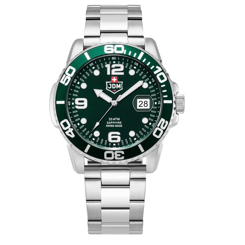 Montre Suisse Homme en Acier inoxydable, Vert, Argenté, Noir - MIKE - JDM-WG020-04