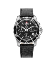 Men's Swiss Chronograph Watch in Stainless Steel, Leather, Black, Silver, Black - SIERRA CHRONO - JDM-WG019-05