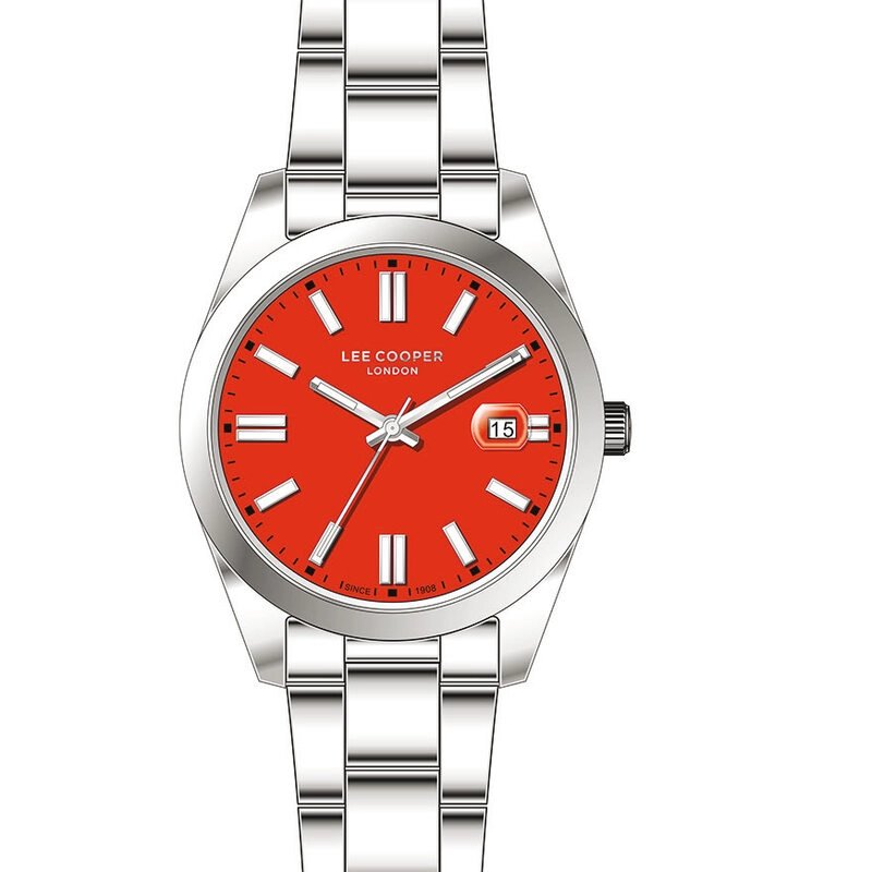 Women's Quartz Metal Watch, Orange, Silver - LC07566.380