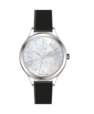 Montre Femme Quartz en Métal, Cuir, Blanc, Argenté, Noir - LC07567.331