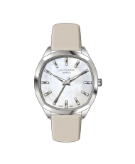 Women's Quartz Watch in Metal, Leather, White, Silver, Grey - LC07578.322