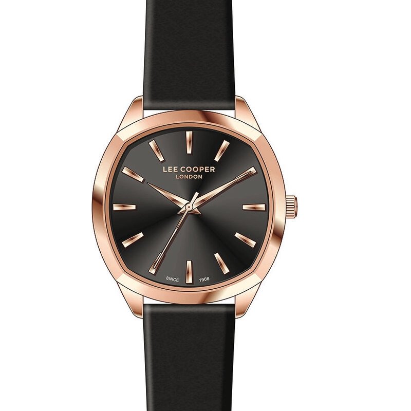 Reloj de Cuarzo para Mujer en Metal, Piel, Negro, Oro Rosa - LC07578.451