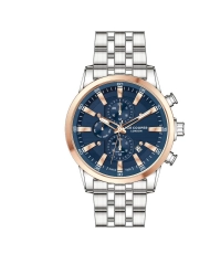 Men's Quartz Metal Watch, Dark Blue, Silver, Rose Gold - LC07592.590