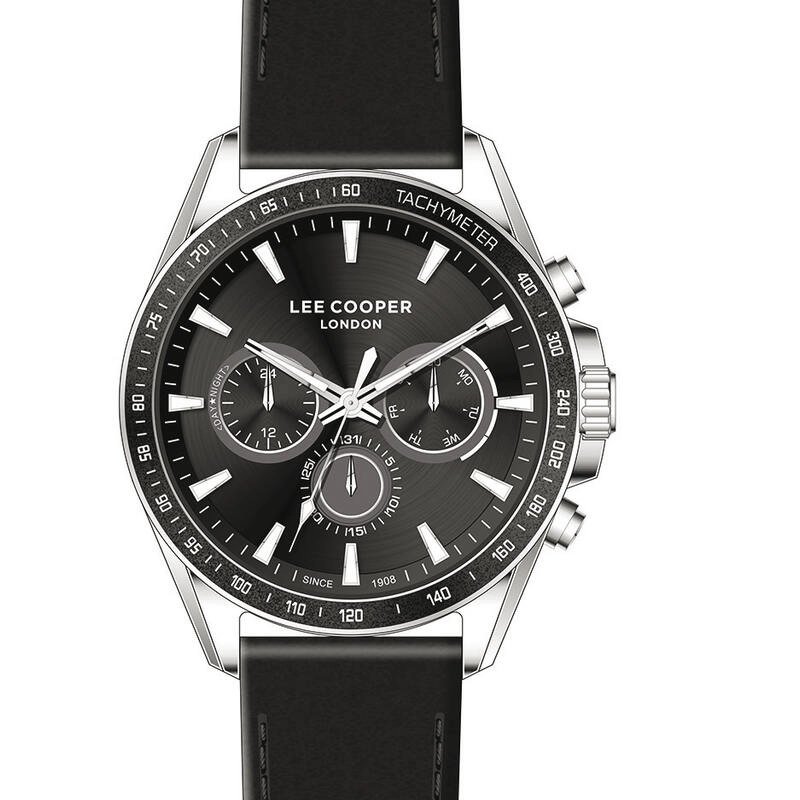 Montre Homme Quartz en Métal, Cuir, Noir - LC07598.351