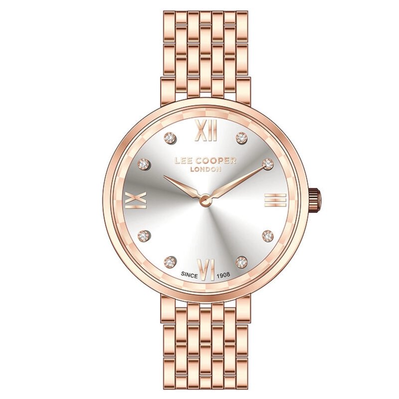 Montre Femme Quartz en Métal, Argenté, Doré, Doré Rose - LC07610.430