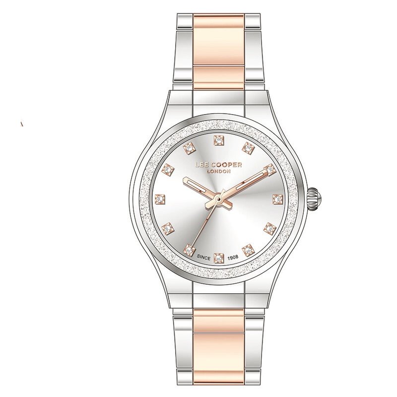 Montre Femme Quartz en Métal, Argenté, Doré Rose - LC07678.530