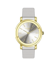 Montre Femme Quartz en Métal, Mailles Milanaises, Doré, Argenté - LC07687.130