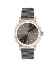 Reloj Mujer Cuarzo Metal, Malla Milanesa, Oro Rosa, Negro - LC07687.460