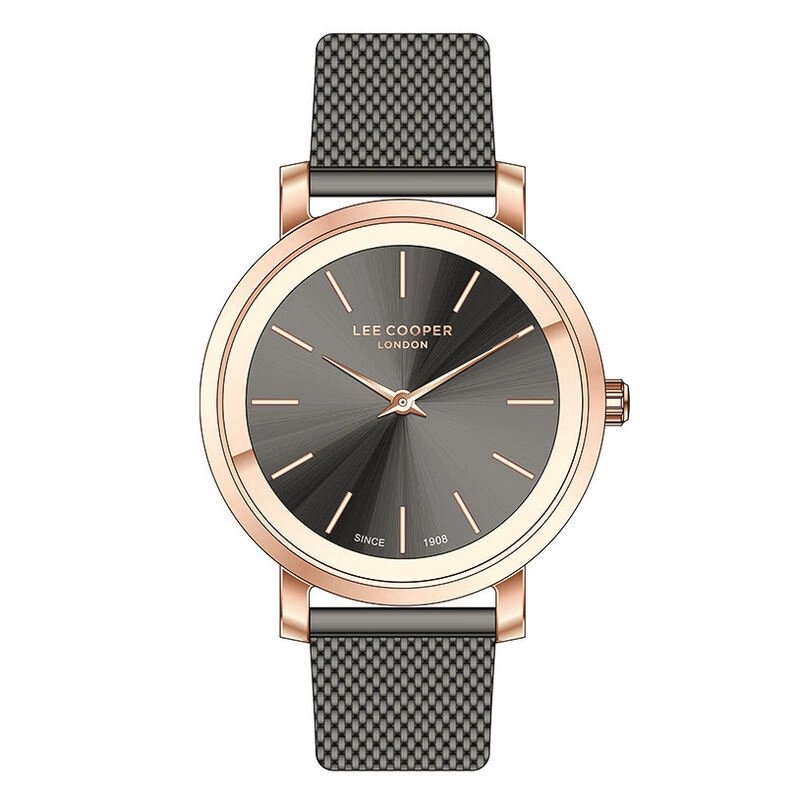 Montre Femme Quartz en Métal, Mailles Milanaises, Doré Rose, Noir - LC07687.460