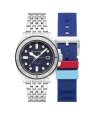 Men's Automatic Stainless Steel Diver Watch, Blue, Silver - HULL COMMANDER - SP-5114-66-HH