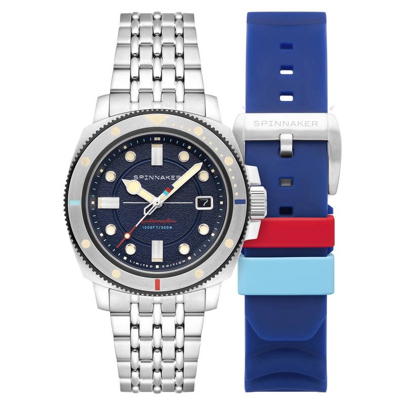 Men's Automatic Stainless Steel Diver Watch, Blue, Silver - HULL COMMANDER - SP-5114-66-HH