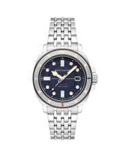 Men's Automatic Stainless Steel Diver Watch, Blue, Silver - HULL COMMANDER - SP-5114-66-HH