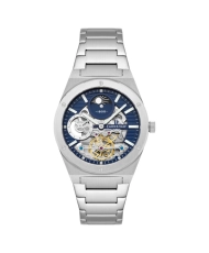 Montre squelette Homme Automatique en Acier inoxydable, Bleu, Argenté - DRAKE DUAL TIME - ES-8291-22