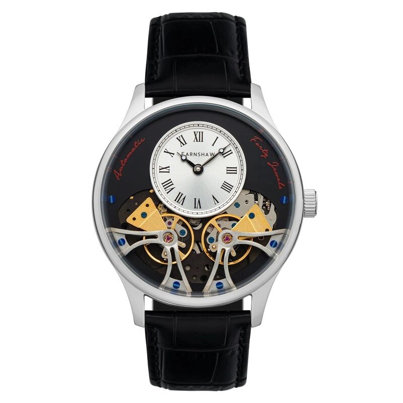 Montre Homme Automatique en Acier inoxydable, Cuir, Noir, Argenté - SCIENTISTS FARADAY DOUBLE BARREL - ES-8179-01