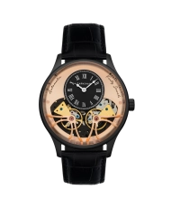 Reloj Automático para Hombre en Acero, Piel, Negro, Oro Rosa, Marrón - SCIENTISTS FARADAY DOUBLE BARREL - ES-8179-0D