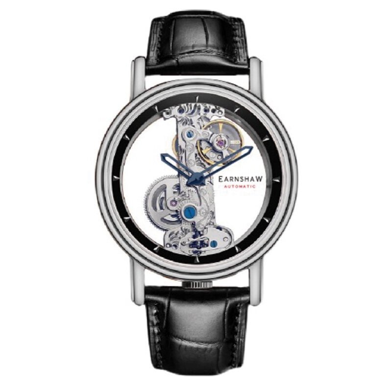 Men's Automatic Skeleton Watch in Stainless Steel, Leather, Black, Silver - FOWLER BRIDGE SKELETON - ES-8225-01