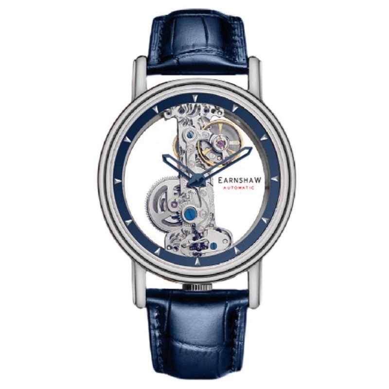 Montre squelette Homme Automatique en Acier inoxydable, Cuir, Bleu, Argenté - FOWLER BRIDGE SKELETON - ES-8225-02