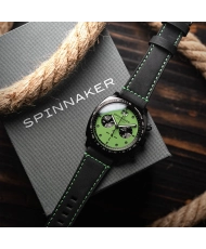 Men's Chronograph Watch in Stainless Steel, Leather, Green, Black - HULL CHRONOGRAPH - SP-5068-0A