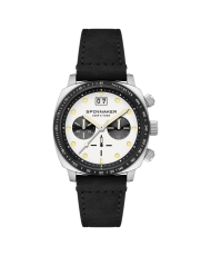 Men's Chronograph Watch in Stainless Steel, Leather, White, Black - HULL CHRONOGRAPH - SP-5068-07