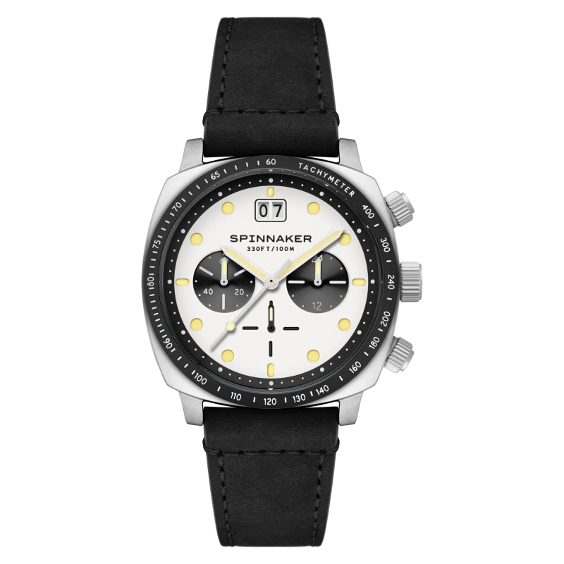 Montre Chronographe Homme en Acier inoxydable, Cuir, Blanc, Noir - HULL CHRONOGRAPH - SP-5068-07