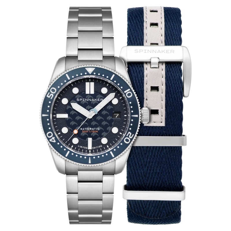 Men's Stainless Steel Watch, Automatic Blue, Silver - CROFT MID-SIZE - SP-5129-11 - Spinnaker