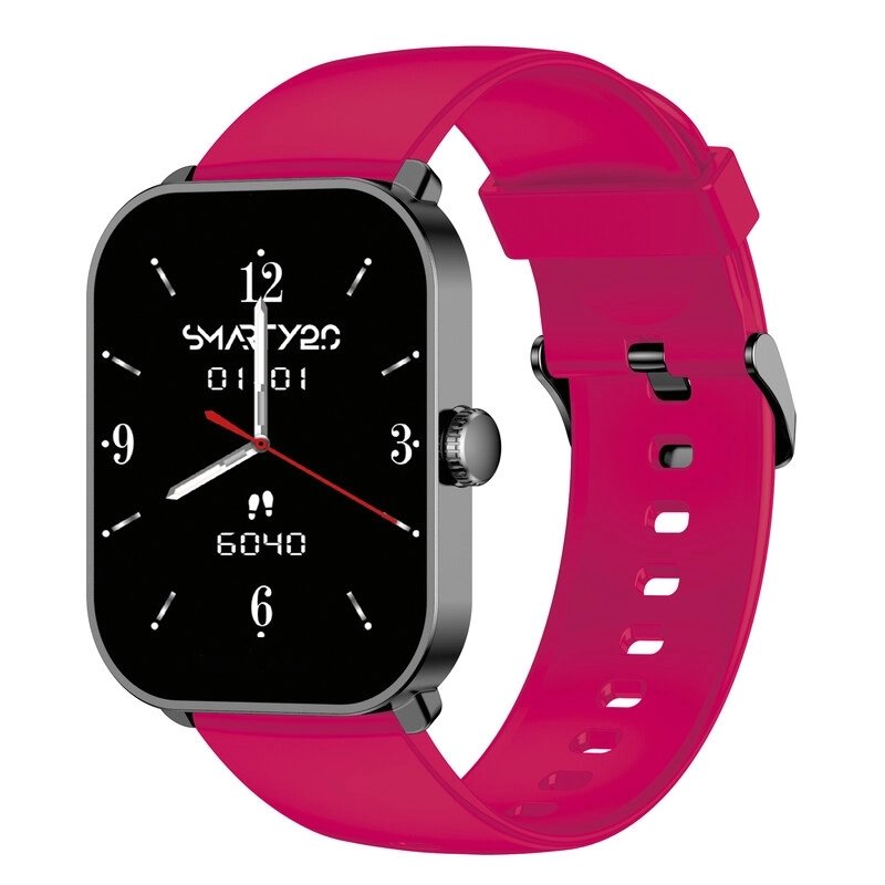 Unisex Smartwatch in Metal, Gun, Magenta - SUPER AMOLED - SW070D