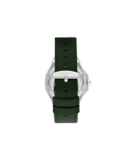 Men's Automatic Skeleton Watch in Metal, Leather, Silver, Green - LC07978.377