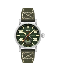 Montre Homme Meca Quartz en Acier inoxydable, Cuir, Vert, Argenté - DAMBUSTER - AV-4113-02