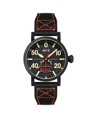 Montre Homme Meca Quartz en Acier inoxydable, Cuir, Noir, Rouge - DAMBUSTER - AV-4113-03