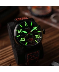 Reloj Meca de Cuarzo para Hombre en Acero, Piel, Negro, Rojo - DAMBUSTER - AV-4113-03