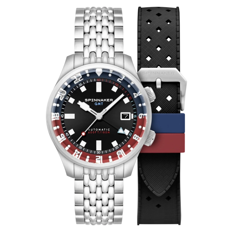 Montre Homme en Acier inoxydable, Noir, Bleu, Rouge, Argenté - BRADNER GMT - SP-5121-55