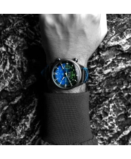 Montre automatique en acier inoxydable et cuir, silicone, noir, bleu - HAWKER HARRIER HUD AUTOMATIC - AV-4117-01