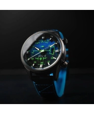 Montre automatique en acier inoxydable et cuir, silicone, noir, bleu - HAWKER HARRIER HUD AUTOMATIC - AV-4117-01