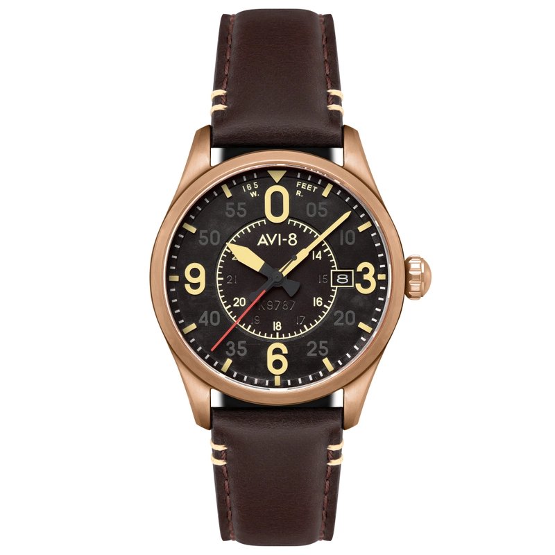 Montre automatique en bronze et cuir, noir, bronze, marron - SPITFIRE SMITH AUTOMATIC - AV-4090-06