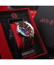 Stainless Steel and Leather Chronograph Watch - DAMBUSTER GIBSON DUAL TIME CHRONOGRAPH AIRFIX EDITION - AV-4107-04