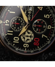 Stainless Steel and Leather Chronograph Watch - HAWKER HURRICANE CLASSIC CHRONOGRAPH - D-DAY 80 LIMITED EDITION - AV-4011-1D