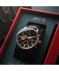 Stainless Steel and Leather Chronograph Watch - HAWKER HURRICANE CLASSIC CHRONOGRAPH - D-DAY 80 LIMITED EDITION - AV-4011-1D