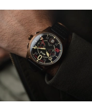 Montre chronographe en acier inoxydable et cuir - SPITFIRE LOCK CHRONOGRAPH D-DAY 80 LIMITED EDITION - AV-4089-0A