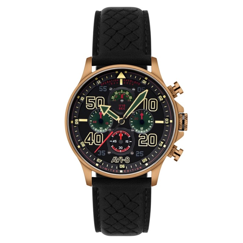 Reloj cronógrafo en acero inoxidable y piel - HAWKER TYPHOON CONINGHAM CHRONOGRAPH D-DAY LIMITED EDITION - AV-4093-09