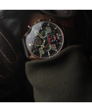 Montre chronographe en acier inoxydable et cuir - HAWKER TYPHOON CONINGHAM CHRONOGRAPH D-DAY LIMITED EDITION - AV-4093-09