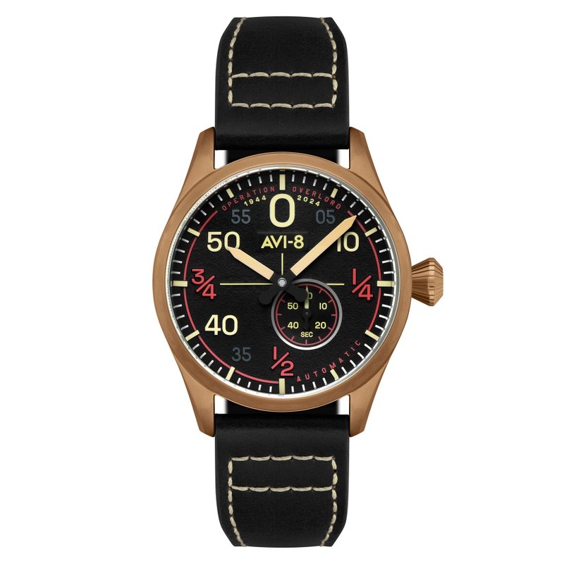 Automatikuhr aus Edelstahl und Leder – FLYBOY AIRBORNE AUTOMATIC D-DAY LIMITED EDITION – AV-4114-01