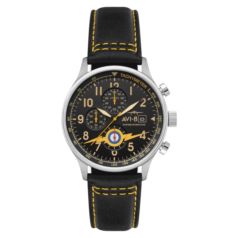 Montre chronographe en acier inoxydable et cuir - HAWKER HURRICANE CLASSIC CHRONOGRAPH - AV-4011-0Z