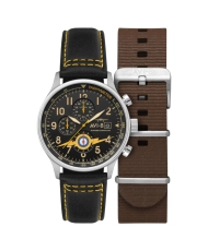 Montre chronographe en acier inoxydable et cuir - HAWKER HURRICANE CLASSIC CHRONOGRAPH - AV-4011-0Z